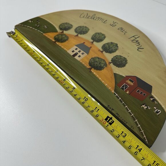 Vintage Folk Art Welcome Sign S+R Marano '94 Hand Painted Farmhouse Country Wall - Picture 11 of 15
